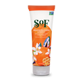 An 8 oz (227 g) tube of Orange Blossom & Honey Hand and Body Cream, enriched with shea and cocoa butter, features orange, white blossom, and honeycomb illustrations, delivering rich hydration for your skin.